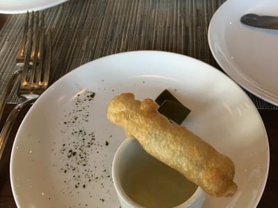 Crispy tempura stick with dipping sauce