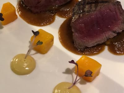 Plated Medium-Rare Steak in Fine Dining