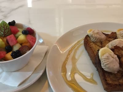 French Toast and Fresh Fruit in Cafe