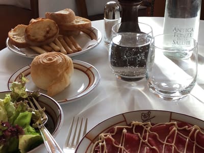 Carpaccio and Bread at Classic Restaurant