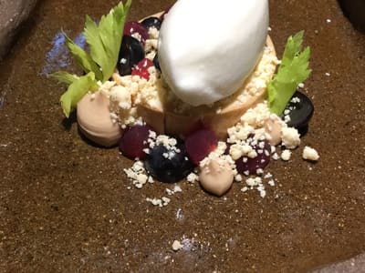 Artisanal dessert in rustic stone bowl