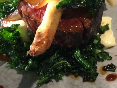 Seared Filet with Greens and Breadstick