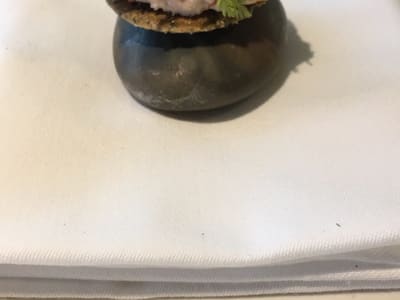 Gourmet amuse-bouche on white napkin