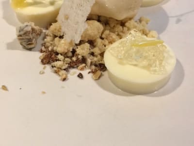 Elegant deconstructed citrus dessert on plate