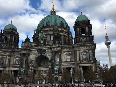 Berlin Cathedral façade with TV Tower