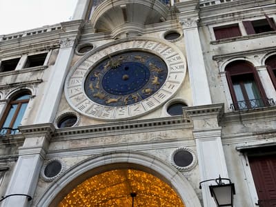 Venetian Clock Tower with Illuminated Arcade